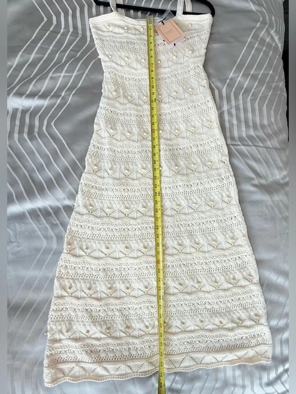 NWT La Ligne Janice Beaded Crochet Sleeveless Cream Midi Dress 100% Cotton - S - Picture 10 of 11